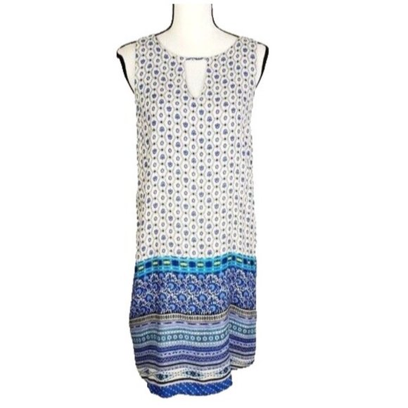 Due South Sleeveless Mixed Print Shift Dress L - Picture 1 of 7